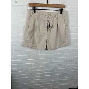 Madewell Women's Linen Blend Pleated Front Chino Shorts Stretch Ivory Size 31